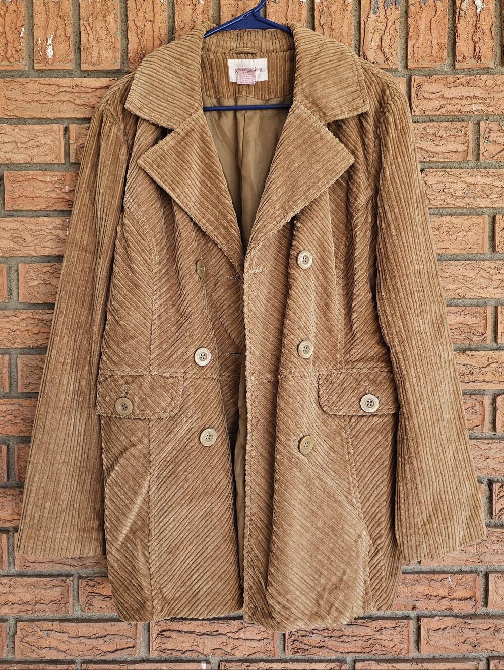 Xhilaration Corduroy Double-Breasted Coat in Camel Brown Size XL